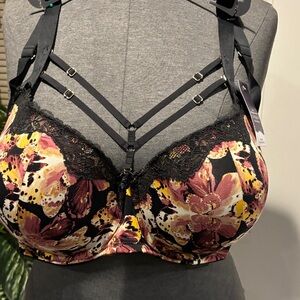 Cacique Butterfly Floral Strappy Bra - Black Multi~SERIOUSLY SEXY COLLECTION ~🖤🌹